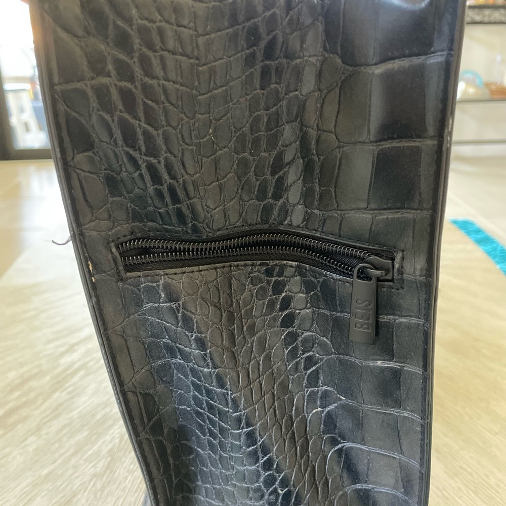 GUC - BEIS Black Crocodile-Embossed Work Tote - Picture 3 of 13